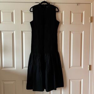 NWT J. Crew Black Smocked Midi Dress